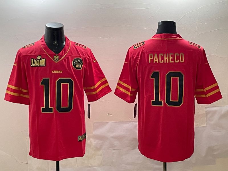 Men Kansas City Chiefs #10 Pacheco Red gold 2025 Nike Vapor Limited NFL Jersey style 2092